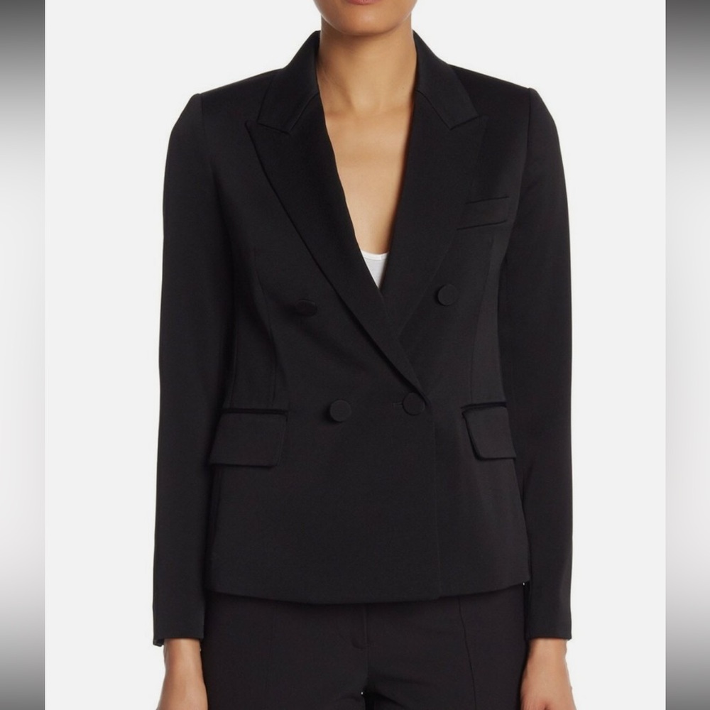 Vince Size 10 Black Tuxedo Jacket Double-breasted Button Front